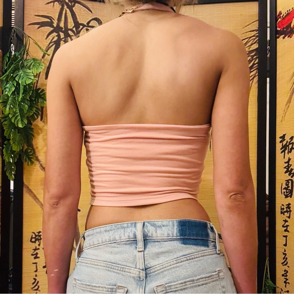 Women’s Y2K Barbie Pink Halter Neck Backless Crop Tank Top​ - Picture 4 of 8